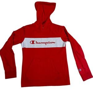 Champion Red Youth L Logo'd Hoodie Light Weight w/ Kangaroo Pouch
